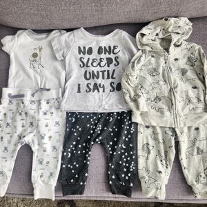 Baby Boy or Girl matching sets stars animals gray white moons stars